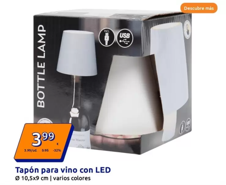 Oferta de Tapón Para Vino Con Led por 3,99€ en Action