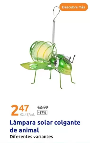 Oferta de Lámpara Solar Colgante De Animal por 2,47€ en Action