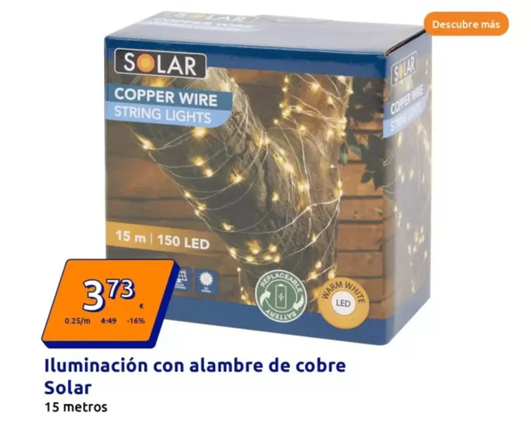 Oferta de Solar - Iluminación Con Alambre De Cobre por 3,73€ en Action