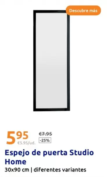 Oferta de Espejo De Puerta Studio Home por 5,95€ en Action