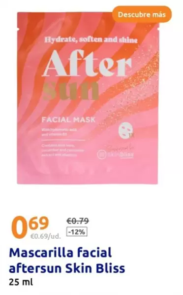 Oferta de Skin Bliss - Mascarilla Facial Aftersun  por 0,69€ en Action
