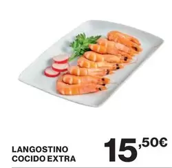 Oferta de Langostino Cocido Extra por 15,5€ en Hipercor