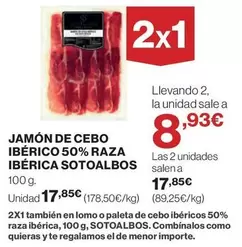 Oferta de Sotoalbos - Jamón De Cebo Ibérico 50% Raza Ibérica por 17,85€ en Hipercor