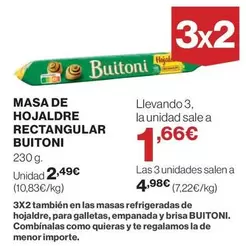 Oferta de Buitoni - Masa De Hojaldre Rectangular por 2,49€ en Hipercor