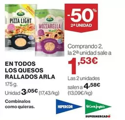 Oferta de En Todos Los Quesos Rallados por 3,05€ en Hipercor