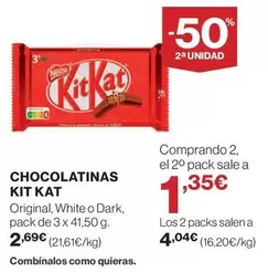 Oferta de Nestlé - Chocolatinas Kit Kat por 2,69€ en Hipercor