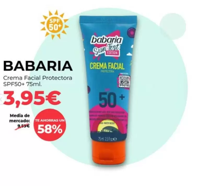 Oferta de Babaria - Crema Facial Protectora Spf50+ por 3,95€ en PrimaPrix