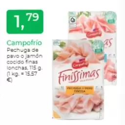 Oferta de Campofrío - Pechuga De Pavo O Jamon Cocido Finas Lonchas por 1,79€ en Tu Super