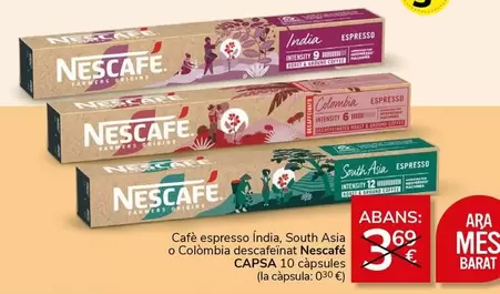Oferta de Nescafé - Cafe Espresso India por 3€ en Supermercados Charter