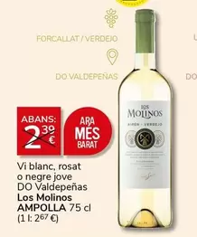 Oferta de Ara - Vi Blanc, Rosat O Negre Jove Do Valdepenas Los Molinos por 2€ en Supermercados Charter