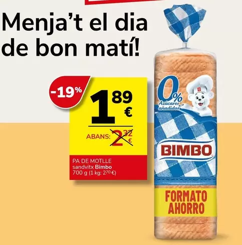 Oferta de Dia - Pan De Motlle por 1,89€ en Supermercados Charter