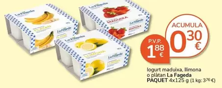 Oferta de La Fageda - Iogurt Maduixa, Llimona O Platan por 1,88€ en Supermercados Charter
