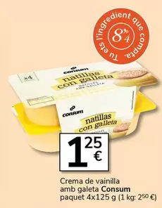 Oferta de Consum - Crema De Vainilla Amb Galeta Paquet 4x por 1,25€ en Supermercados Charter