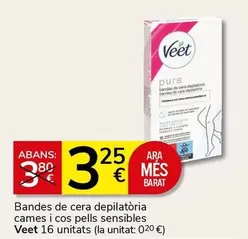 Oferta de Veet - Bandes De Cera Depilatoria Cames I Cos Pells Sensibles por 3,25€ en Supermercados Charter