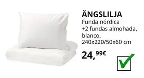 Oferta de Angslilja - Funda Nórdica + 2 Fundas Almohada, Blanco, 240x220/50 Cm  por 24,99€ en IKEA