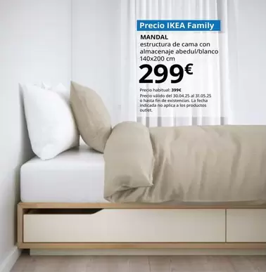 Oferta de Mandal - Estructura De Cama Con Almacenaje, Abedul/blanco por 299€ en IKEA