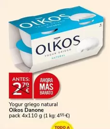 Oferta de Danone - Yogur Griego Natural Oikos por 2€ en Supermercados Charter