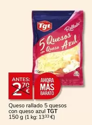 Oferta de Tgt - Queso Rallado 5 Quesos Con Queso Azul por 2€ en Supermercados Charter