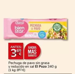 Oferta de El Pozo - Pechuga De Pavo Sin Grasa Y Reducido En Sal por 3€ en Supermercados Charter