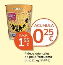 Oferta de Yatekomo - Fideos Orientales De Pollo por 1,55€ en Supermercados Charter