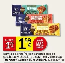 Oferta de Captain - Barrita De Proteina Con Caramelo Salado, Cacahuete Y Chocolate Y Chocolate por 1,59€ en Supermercados Charter
