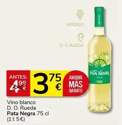 Oferta de Pata Negra - Vino Blanco D. O. Rueda por 3,75€ en Supermercados Charter