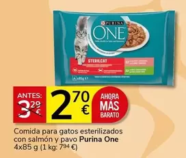 Oferta de Purina One - Comida Para Gatos Esterilizados Con Salmon Y Pavo por 2,7€ en Supermercados Charter