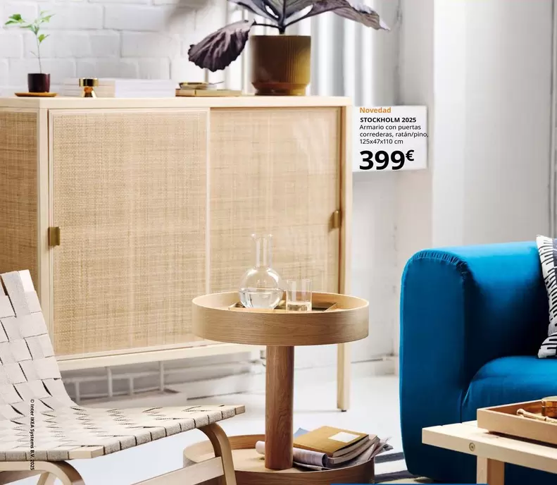 Oferta de Stockholm - Armario Con Puertas Correderas, Ratán/pino por 399€ en IKEA
