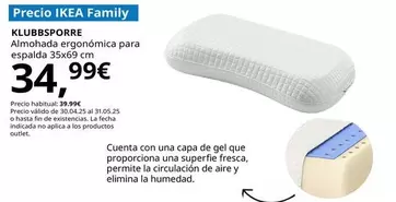 Oferta de Klubbsporre - Almohada Ergonómica Para Espalda por 34,99€ en IKEA