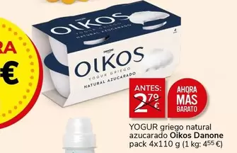 Oferta de Danone - Yogur Griego Natural Azucarado Oikos en Supermercados Charter