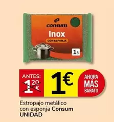 Oferta de Consum - Estropajo Metálico Con Esponja por 1€ en Supermercados Charter