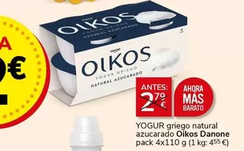 Oferta de Danone - Yogur Griego Natural Azucarado Olikos en Supermercados Charter