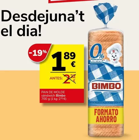 Oferta de Dia - Pan De Molde por 1,89€ en Supermercados Charter