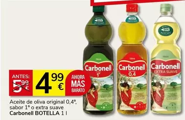 Oferta de Carbonell - Aceite De Oliva Original 0,4° Sabor 1 O Extra Suave por 4,99€ en Supermercados Charter