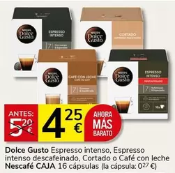 Oferta de Nescafé - Dolce Gusto Espresso Intenso, Espresso Intenso Descafeinado, Cortado O Café Con Leche Nescafe por 4,25€ en Supermercados Charter