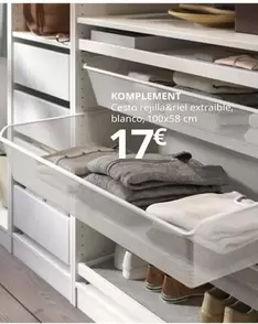 Oferta de Komplement - Cesto Rejilla& Riel Extraible, Blanco, 100x58 Cm  por 17€ en IKEA