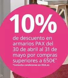 Oferta de PAX 10% Dto Página en IKEA