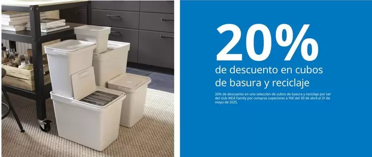Oferta de 20% De Descuento En Cubos De Basura Y Reciclaje en IKEA