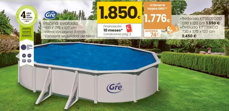 Oferta de Gre - Piscina Ovalada por 1850€ en Eroski