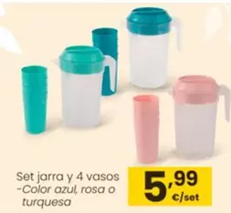 Oferta de Set Jarra Y 4 Vasos por 5,99€ en Eroski
