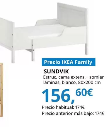 Oferta de Sundvik - Esctructura De Cama Extensible, + Somier Laminas Blanco por 156,6€ en IKEA