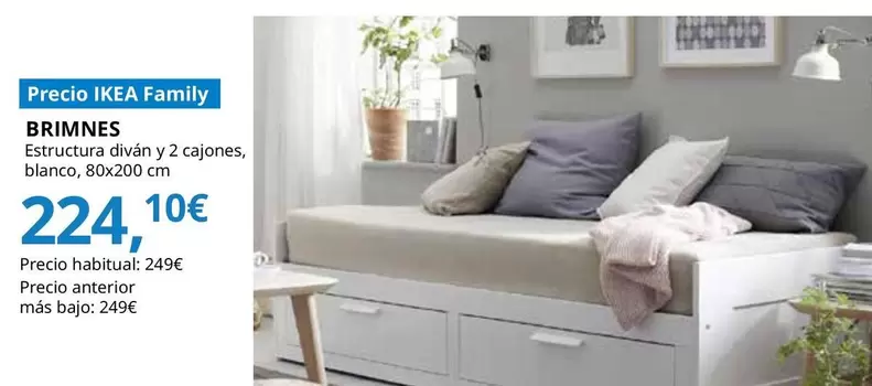 Oferta de Brimnes - Estructura Diván Con 2 Cajones, Blanco por 224,1€ en IKEA