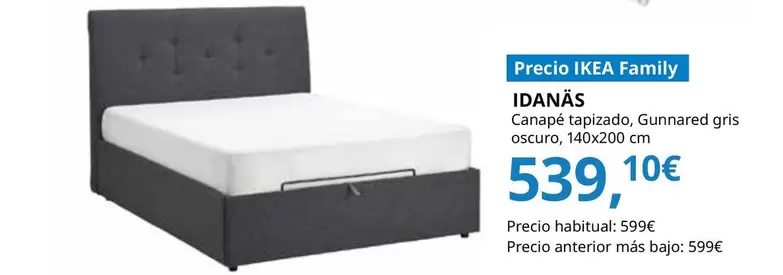 Oferta de Idanäs - Canapé Tapizado, Gunnared Gris Oscuro por 539,1€ en IKEA