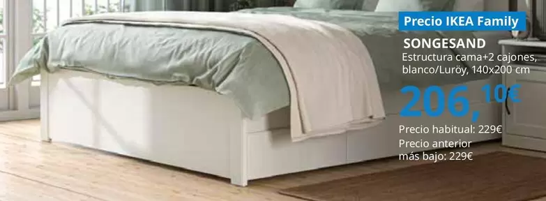 Oferta de Songesand - Estructura De Cama Con 2 Cajones, Blanco por 206,1€ en IKEA