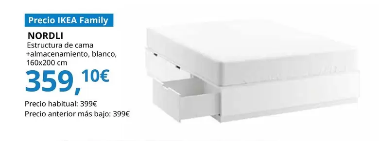 Oferta de Nordli - Estructura De Cama Con Almacenaje, Blanco por 359,1€ en IKEA