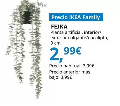 Oferta de Fejka - Planta Artificial, Interior/exterior Colgante/eucalipto por 2,99€ en IKEA