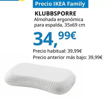 Oferta de Klubsporre - Almohada Ergonómica Para Espalda por 34,99€ en IKEA
