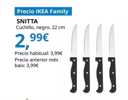Oferta de Snitta - Cuchillo, Negro por 2,99€ en IKEA