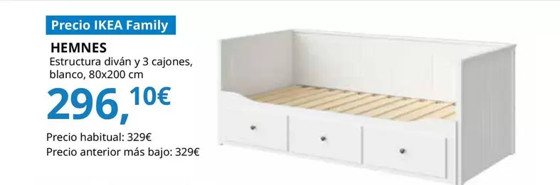 Oferta de Hemnes - Diván Con 3 Cajones Y 2 Colchones, Blanco por 296,1€ en IKEA