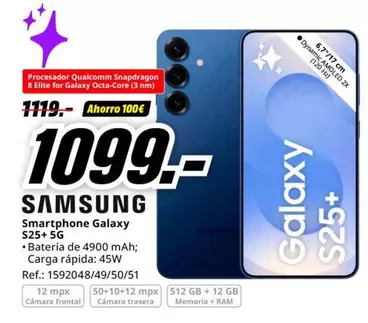 Oferta de Elite - Smartphone Galaxy S25+ 5g por 1099€ en MediaMarkt